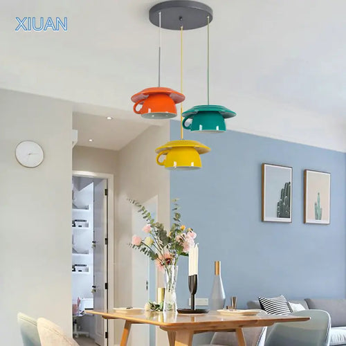 suspension moderne en céramique led théière pour cuisine - vue 3 sur 30