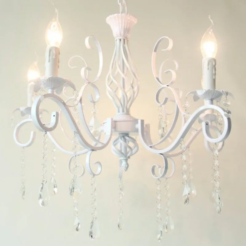 lustre vintage en fer forgé avec cristaux pour décoration intérieure