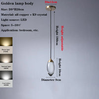 lampe de luxe en cristal k9 cuivre lustre créatif minimaliste
