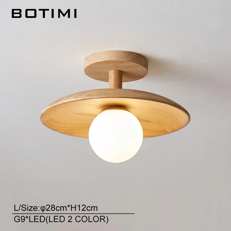 Plafonnier rond en bois arrondi design scandinave - vue 11 sur 11