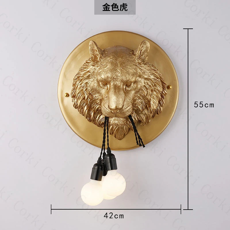 applique murale nordique en résine motif tigre design italien lumineux - vue 9 sur 10