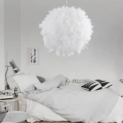 Modern nordic feather LED pendant lamp vintage loft chandelier for dining room kitchen home - vue 5 sur 7
