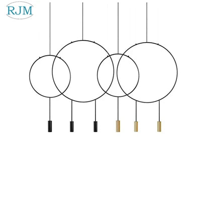 Nordic designer creative circular metal pendant light - vue 12 sur 12