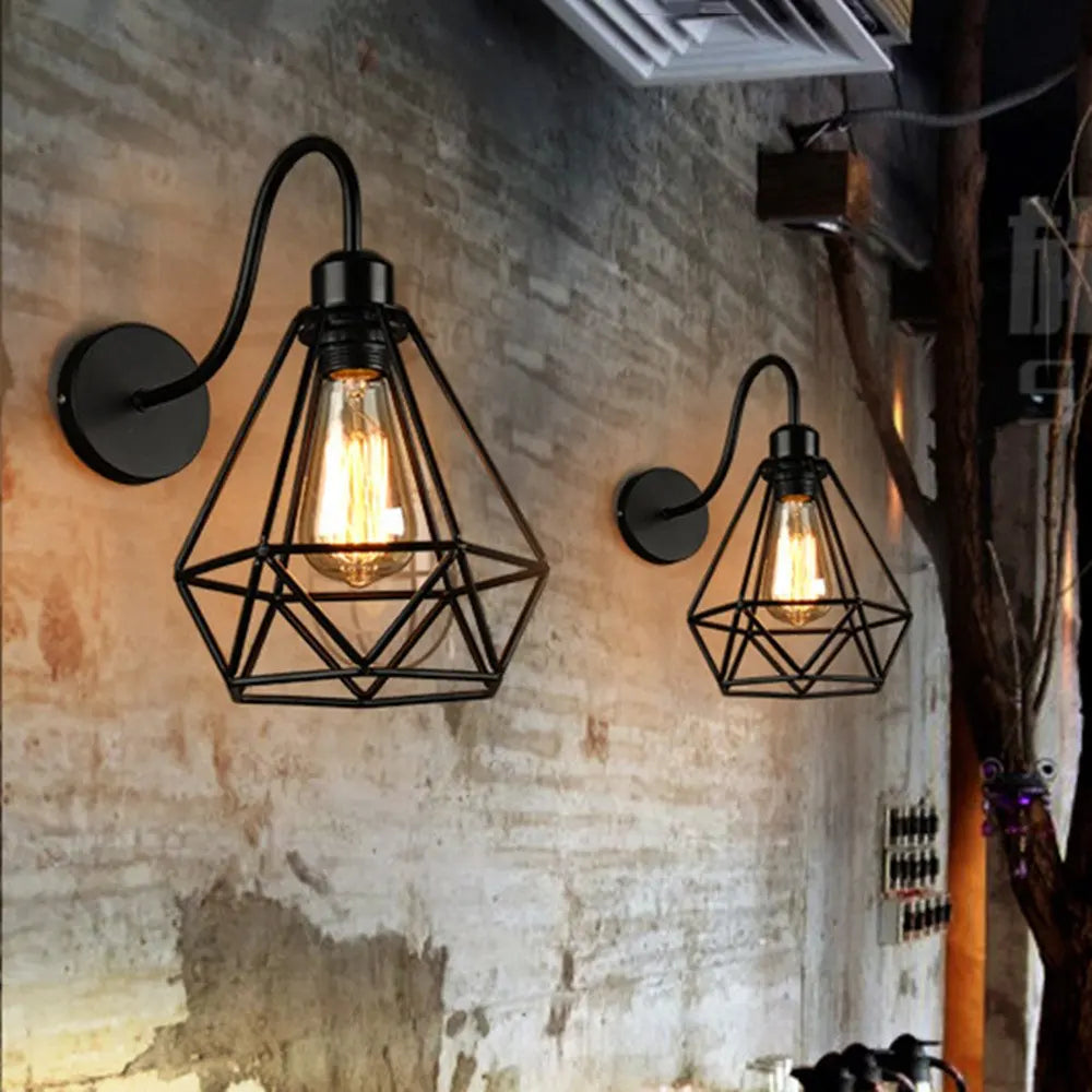 applique murale led cage vintage industrielle 2 pièces - vue 3 sur 7