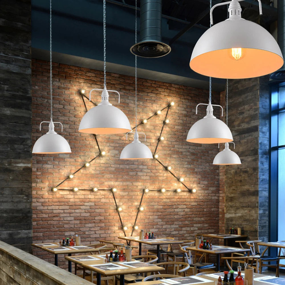 lampe suspension loft style industriel vintage avec abat-jour led - vue 6 sur 8