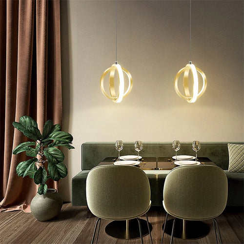 Nordic designer pendant light with gold ring - vue 3 sur 10