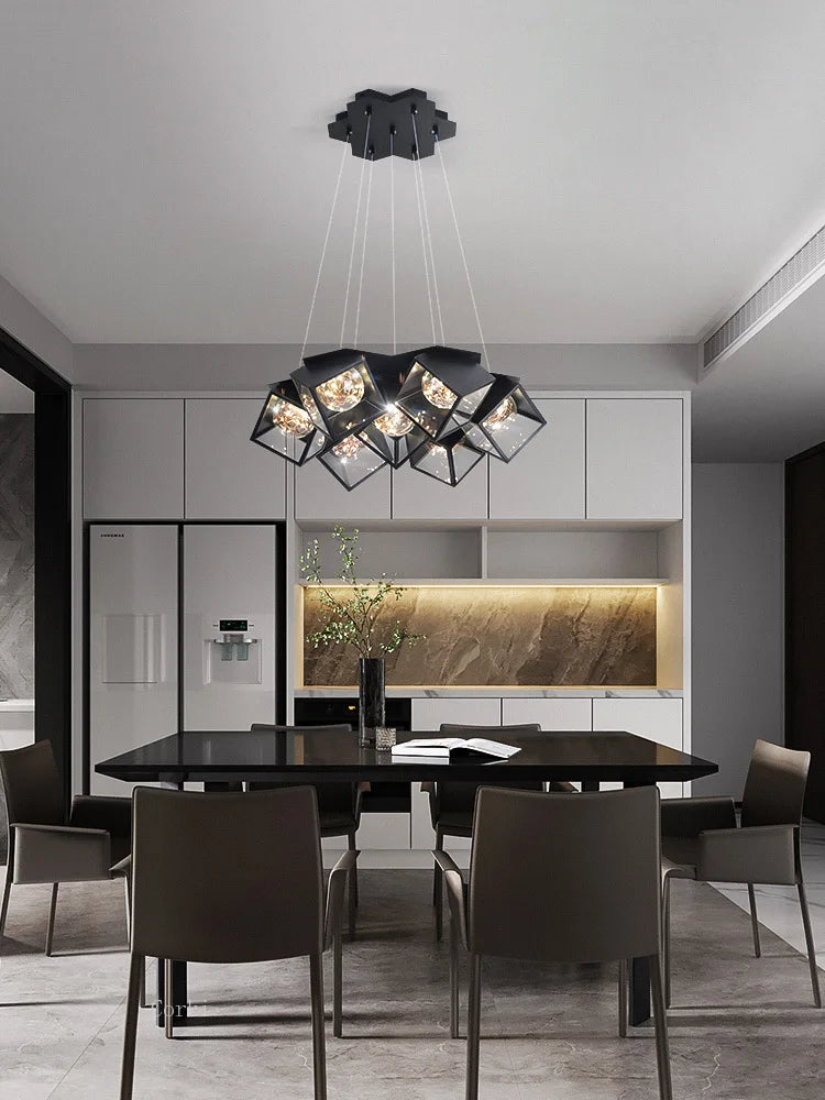 lustre led dimmable géométrique pour intérieur moderne - vue 4 sur 9