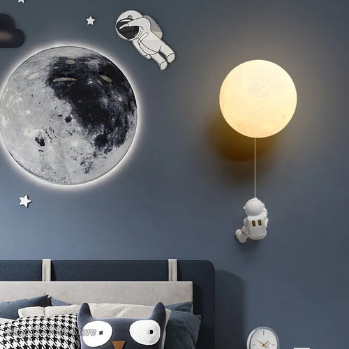 applique murale astronaute enfants 3d lune décoratif chevet - vue 3 sur 18