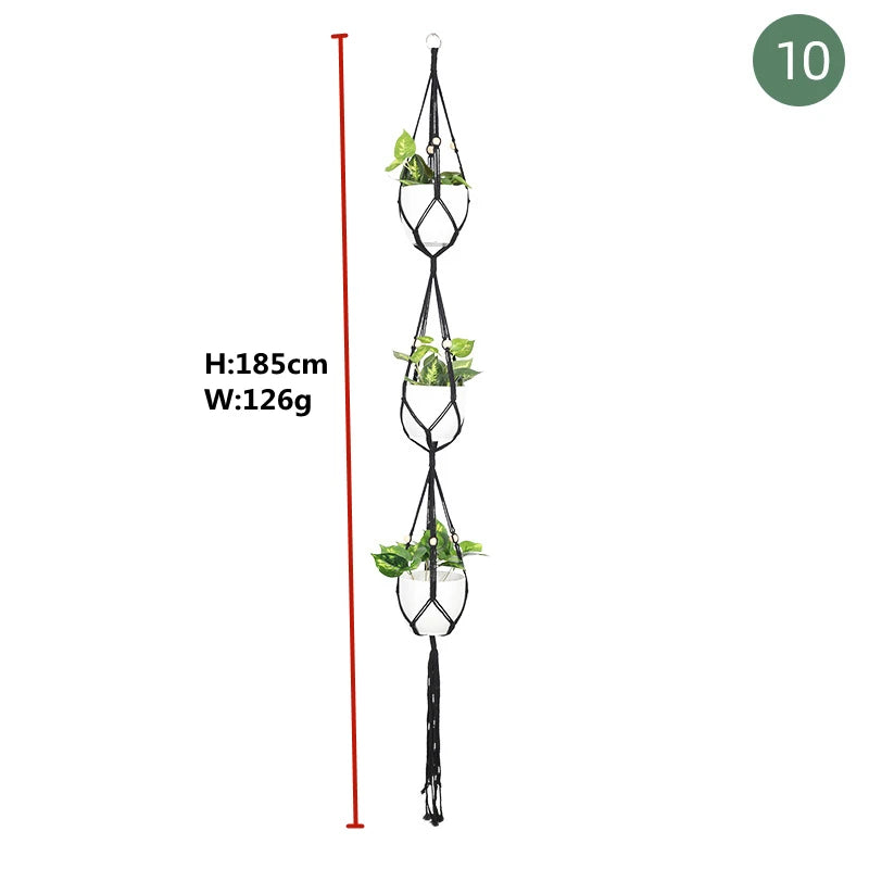 paniers suspendus en macramé pour plantes et décoration - vue 13 sur 30