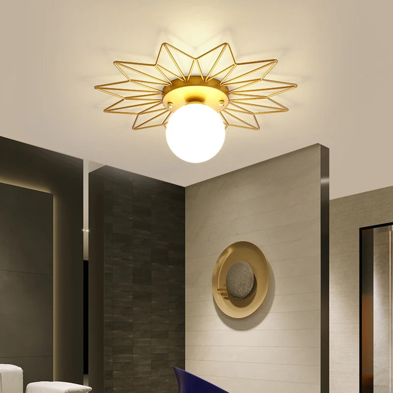 plafonnier luxe en forme de feuille de lotus style nordique décoratif - vue 4 sur 13