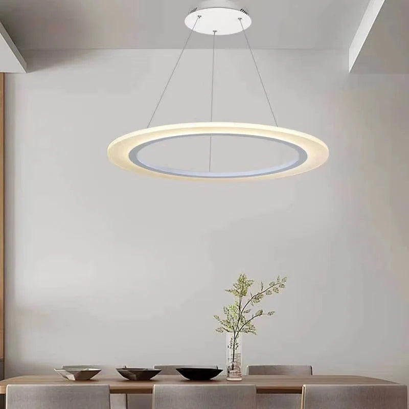 lustre circulaire minimaliste moderne avec éclairage led d'apprentissage - vue 5 sur 9