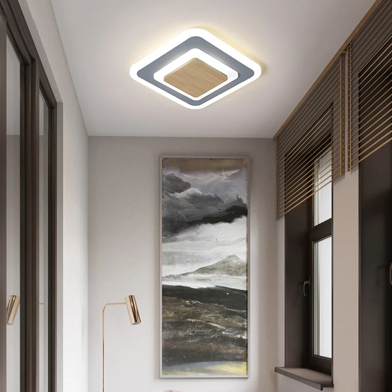 lustre led moderne en fer et bois pour intérieur minimaliste - vue 6 sur 14