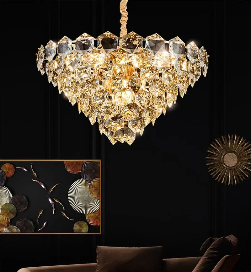 lustre suspendu à led en métal doré moderne et élégant pour éclairage intérieur - vue 4 sur 6