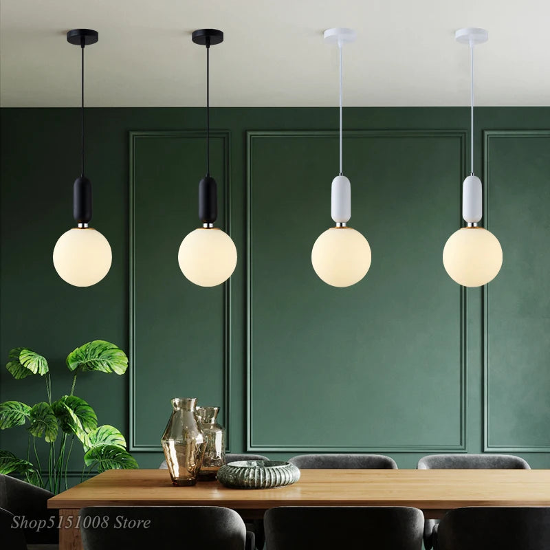 boule de verre moderne suspension led luminaire décoratif - vue 4 sur 15