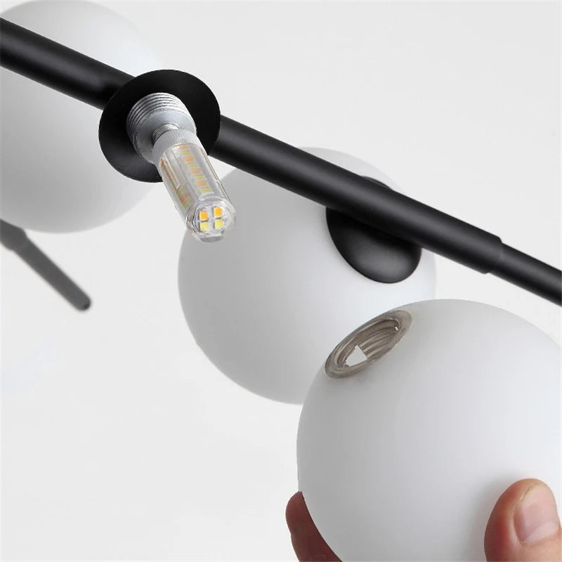 lustre led moderne en verre boule nordique pour bar café - vue 6 sur 10