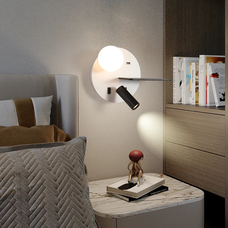 applique murale modernes minimalistes avec usb angle réglable - vue 4 sur 10