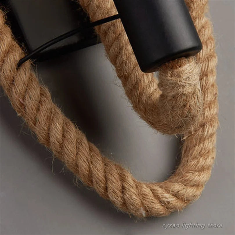 Industrial vintage hemp rope wall light - vue 5 sur 8
