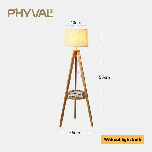 Lampadaire Nordique bois sur pied tissu interrupteur - vue 11 sur 17