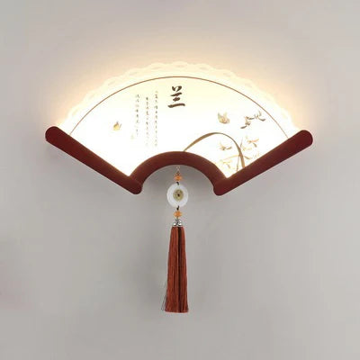 applique murale en bois éventail à led design rétro asiatique décoratif - vue 17 sur 18