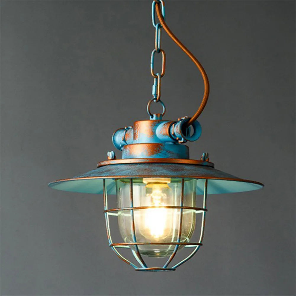 suspension LED industrielle rétro en fer et verre antidéflagrant vintage - vue 4 sur 8