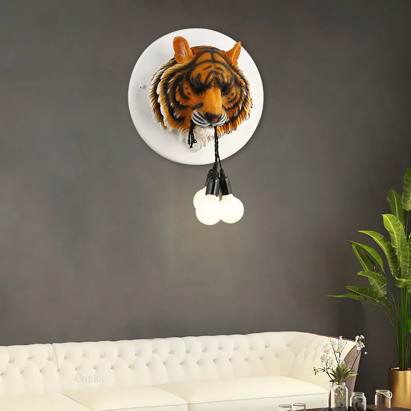 applique murale nordique en résine motif tigre design italien lumineux - vue 4 sur 10