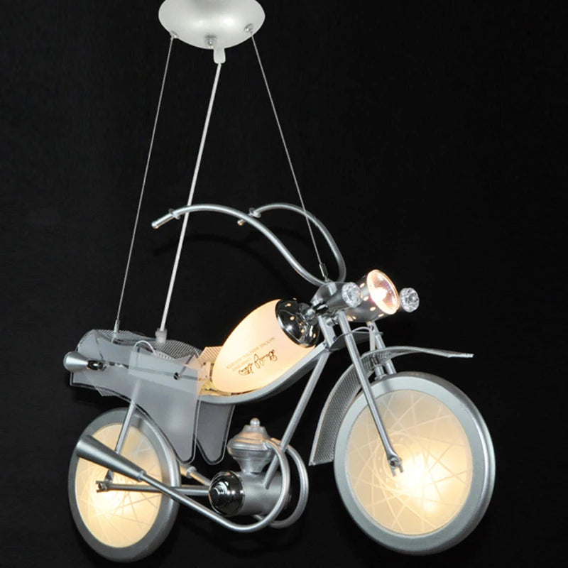 lustre led créatif nordique pour chambre d'enfants en acrylique moto - vue 7 sur 9