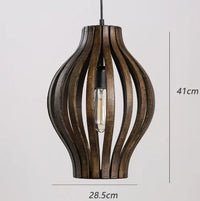 lustre rétro en bois style sud-est asiatique pour décoration intérieure