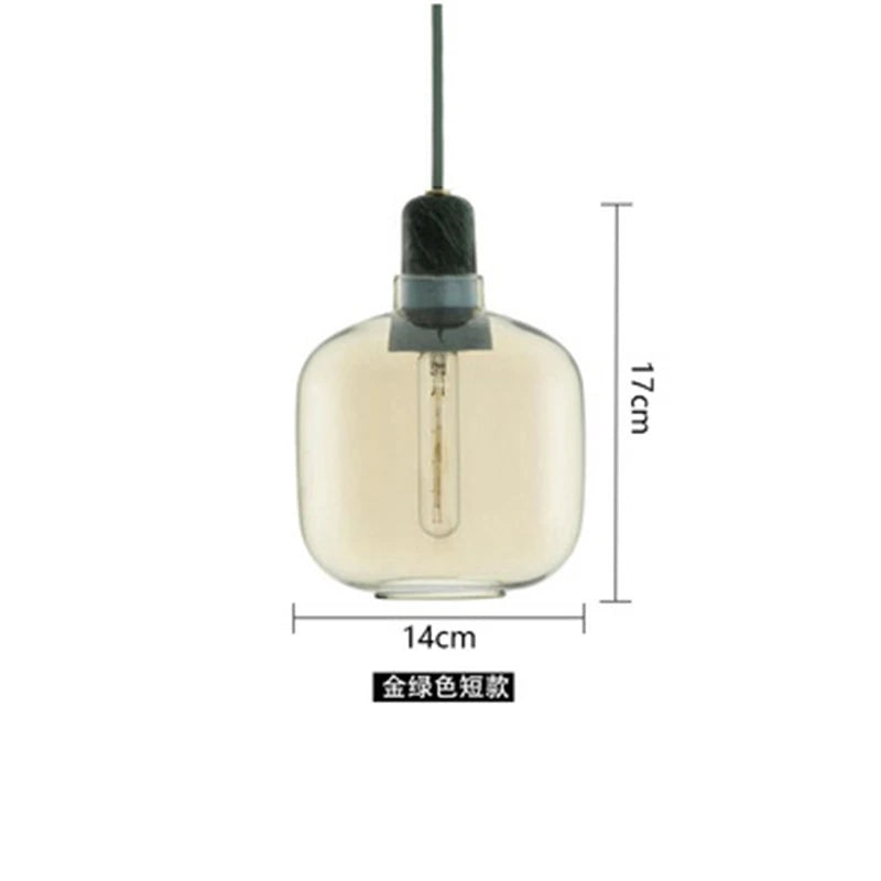 suspension à led en verre et marbre design danois rétro industriel - vue 12 sur 12
