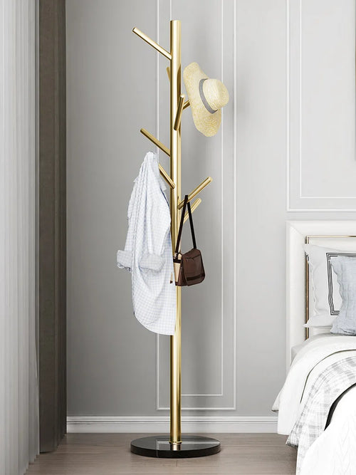 Stainless Steel Simple Modern Coat Rack, Nordic Light Luxury Hanger, Floor-Standing Bedroom Marble Hanger - vue 4 sur 11