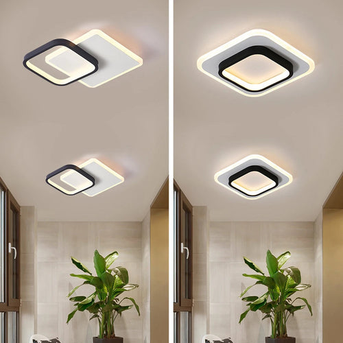 lustre led allée plafonnier noir blanc - vue 3 sur 12