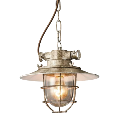 Retro industrial iron and glass pendant light for vintage decor