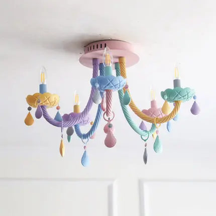 Plafonnier coloré pour enfants lustre moderne Fort chambre d'enfants avec douilles E14/E12 Moe éclairage lampe pour enfants - vue 3 sur 9