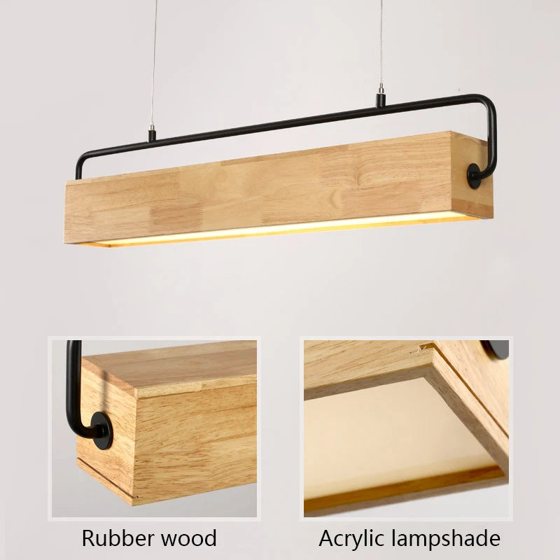lampes suspendues nordiques en bois led modernes - vue 6 sur 7