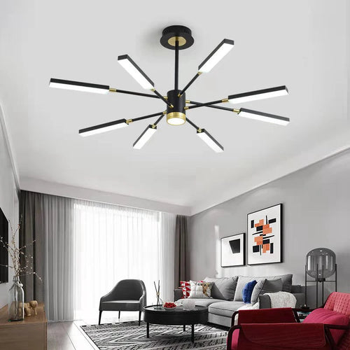 lustre d'art nordique moderne en fer avec éclairage led
