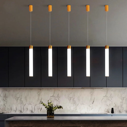 Nordic minimalist long tube acrylic LED pendant light - vue 2 sur 10