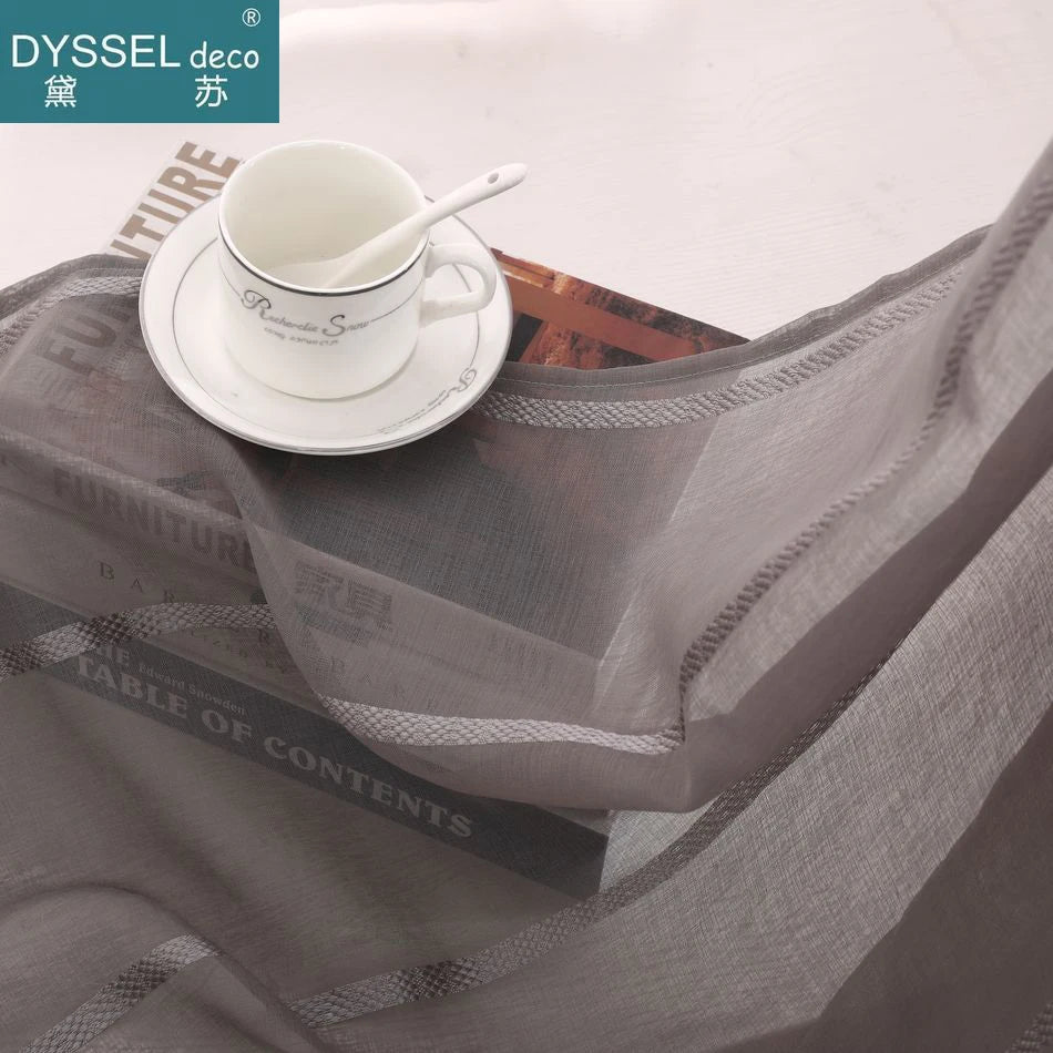 Rideau rayures style européen transparent salon chambre maison - vue 4 sur 6