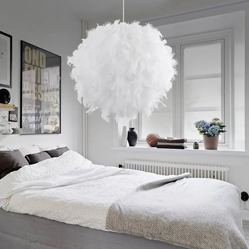 Modern nordic feather LED pendant lamp vintage loft chandelier for dining room kitchen home - vue 7 sur 7