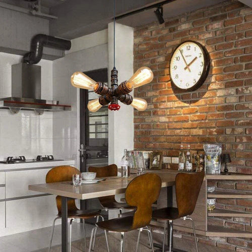 Vintage industriel tuyau d'eau suspension rétro Loft Steampunk lustre lampe café Bar Restaurant cuisine chambre lumières LED - vue 6 sur 6