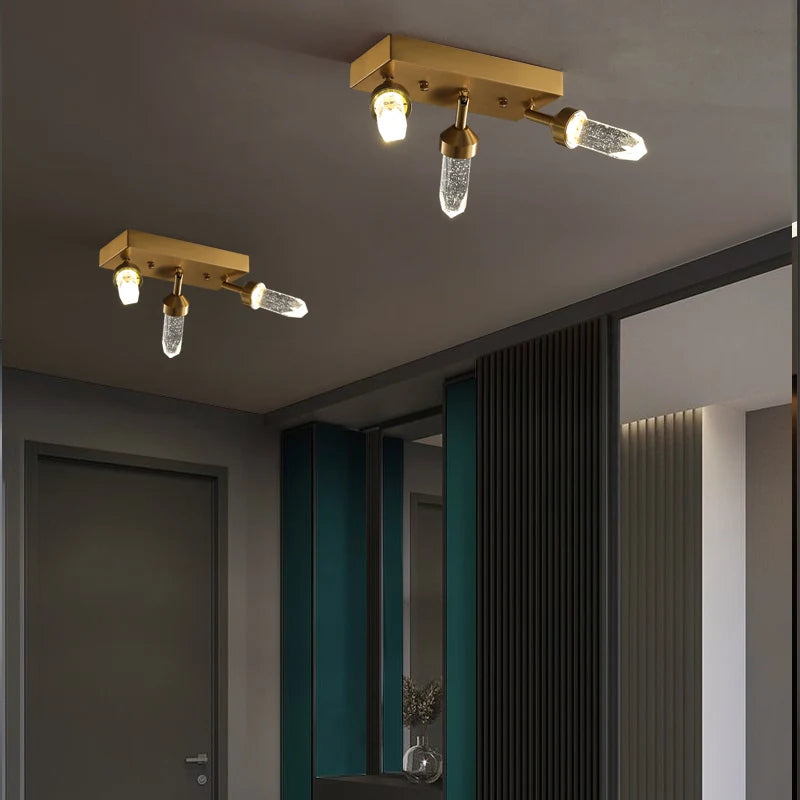 Applique murale nordique en cristal chambre salon TV fond mur bulle cristal cuivre luxe allée - vue 5 sur 8