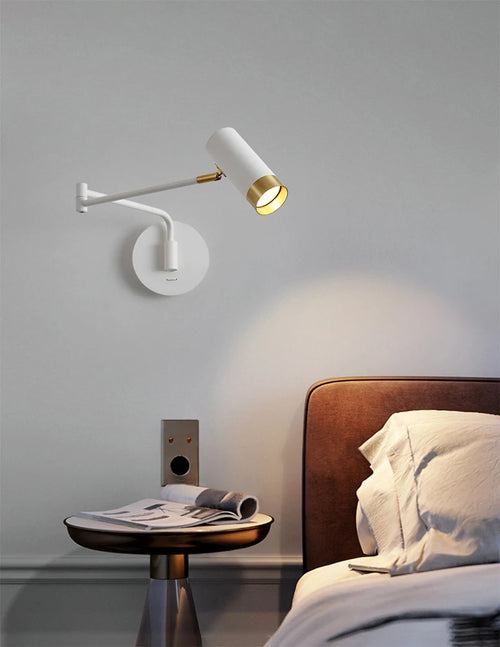 Nordic minimalist swing arm wall bedside lamp - vue 2 sur 8