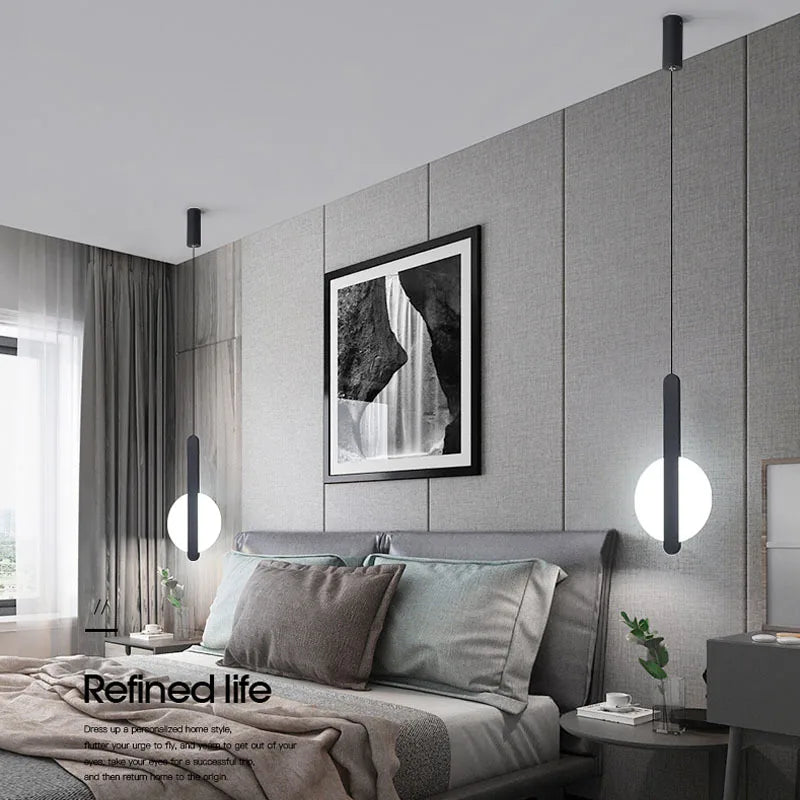 lampe suspension scandinave moderne led long câble - vue 6 sur 9