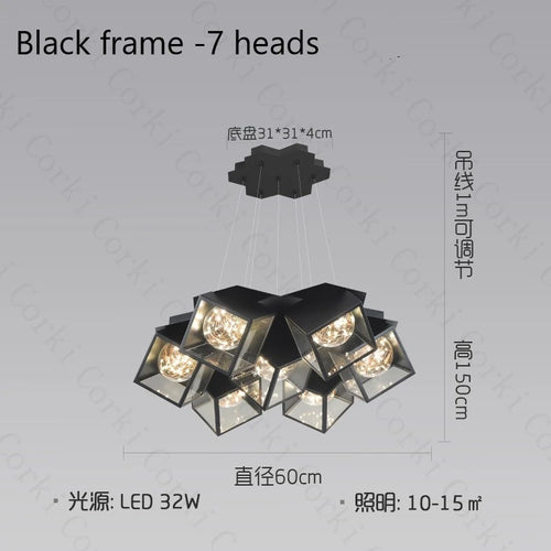 lustre à led design moderne luminaire géométrique intérieur dimmable - vue 10 sur 9
