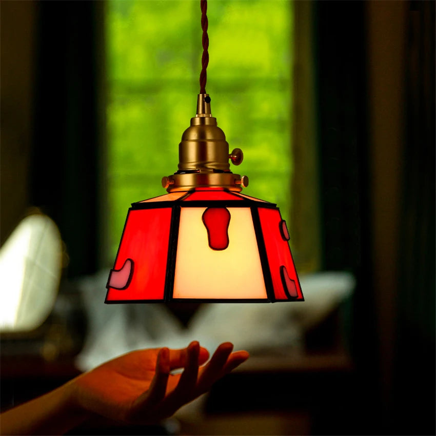 suspension en vitrail rétro style japonais pour décoration intérieure - vue 5 sur 9