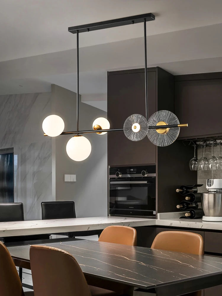 lustre led en verre style nordique pour décoration intérieure moderne