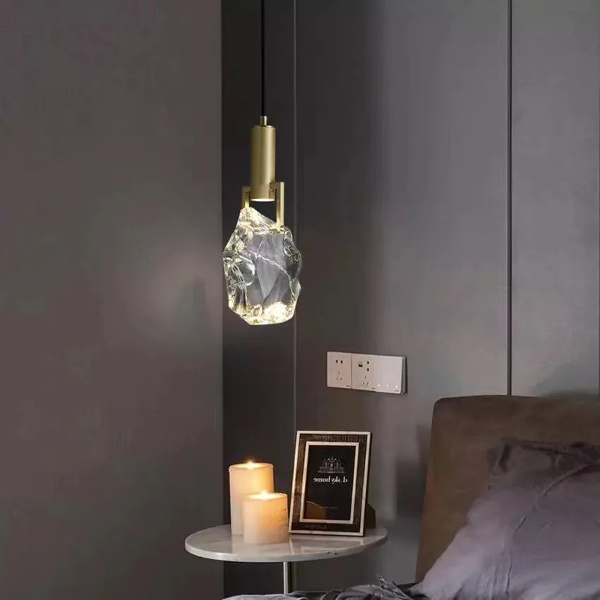 lustre moderne minimaliste en cristal et cuivre luxueux - vue 4 sur 7