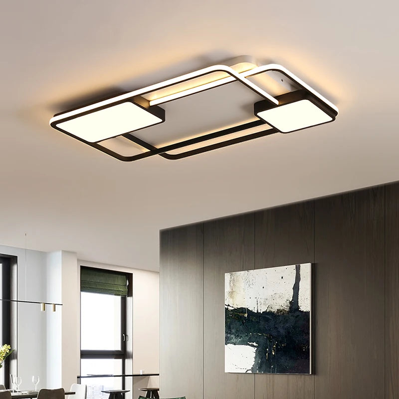 plafonnier led carré et rectangulaire style nordique décoratif - vue 3 sur 9