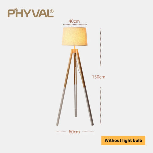 Lampadaire Nordique bois sur pied tissu interrupteur - vue 14 sur 17