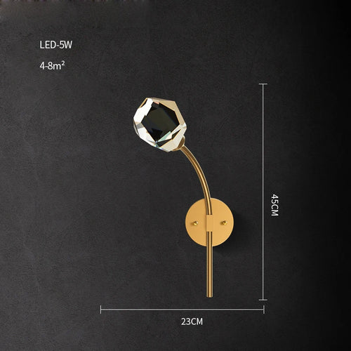 applique murale led postmoderne en cuivre et cristal - vue 12 sur 22