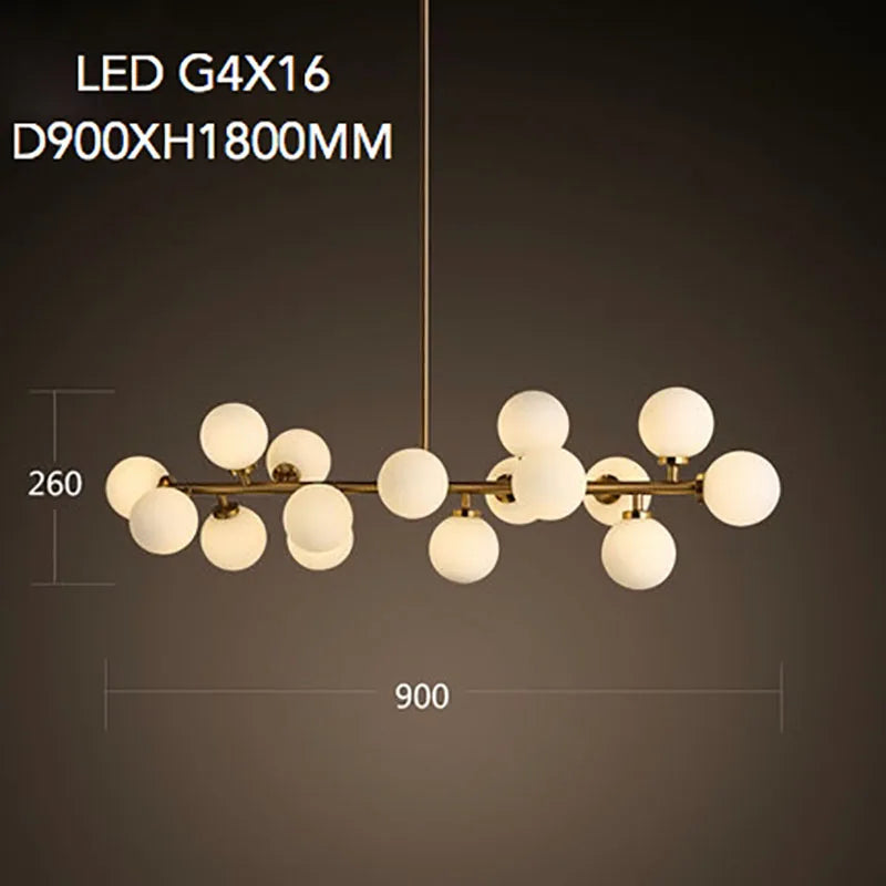 lustre doré avec Boule de verre corps doré créative - vue 7 sur 7