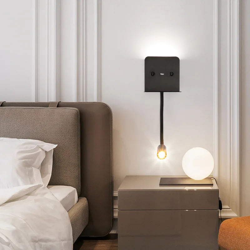 applique murale led moderne avec veilleuse et chargeur usb intégré